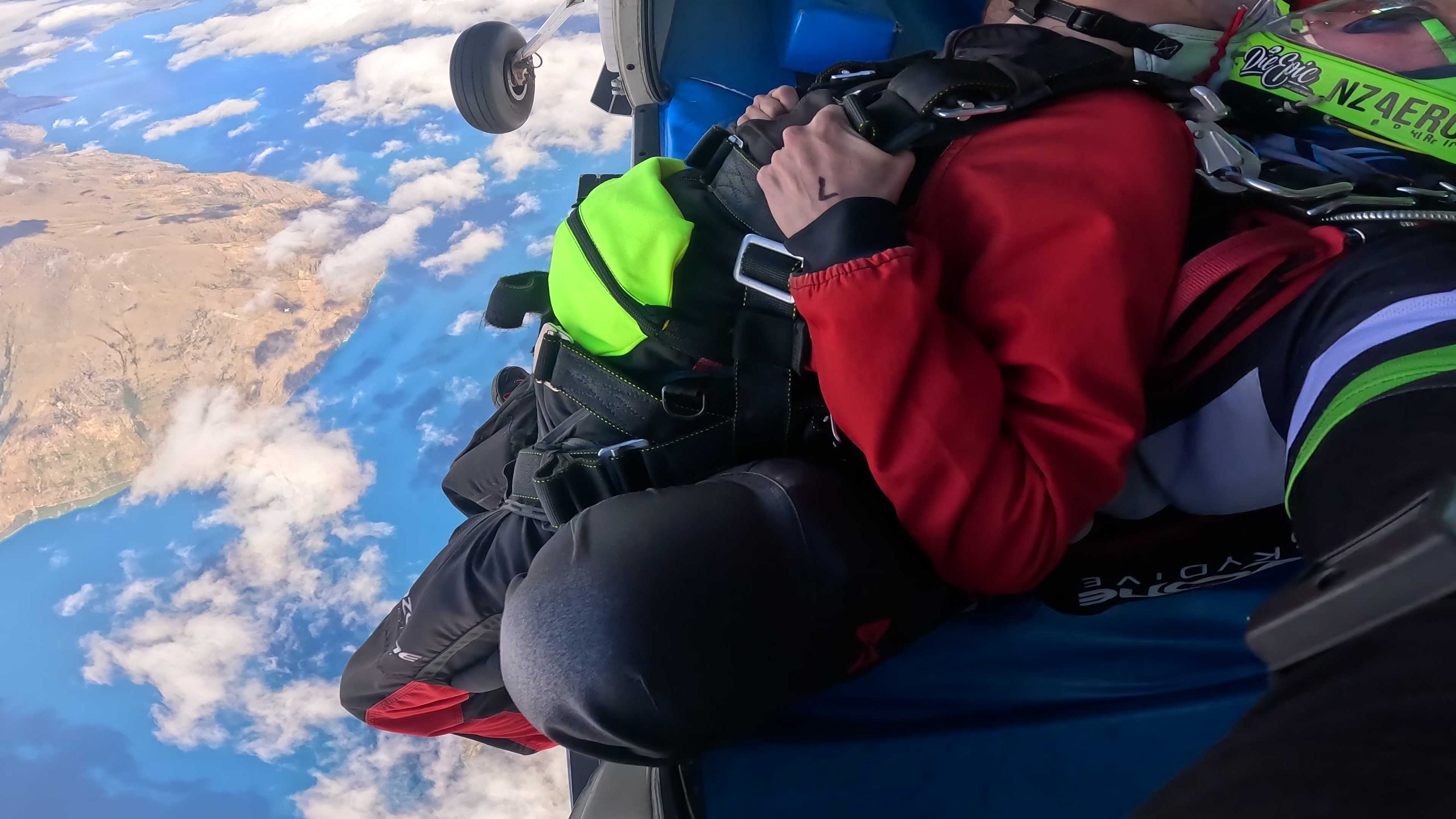 About to jump out of a plane and skydive in Queenstown, New Zealand