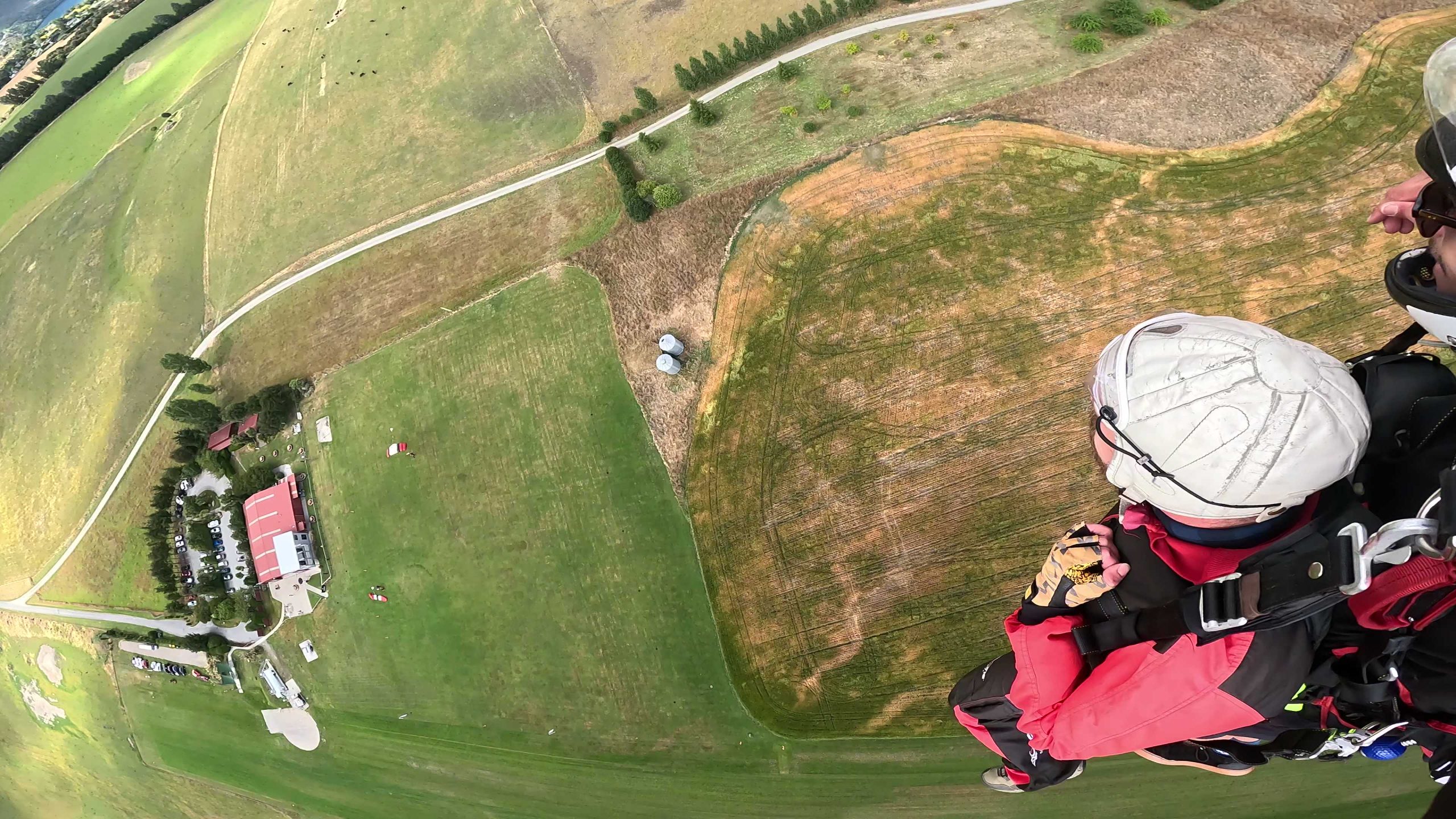 About to land after skydiving in Queenstown, New Zealand