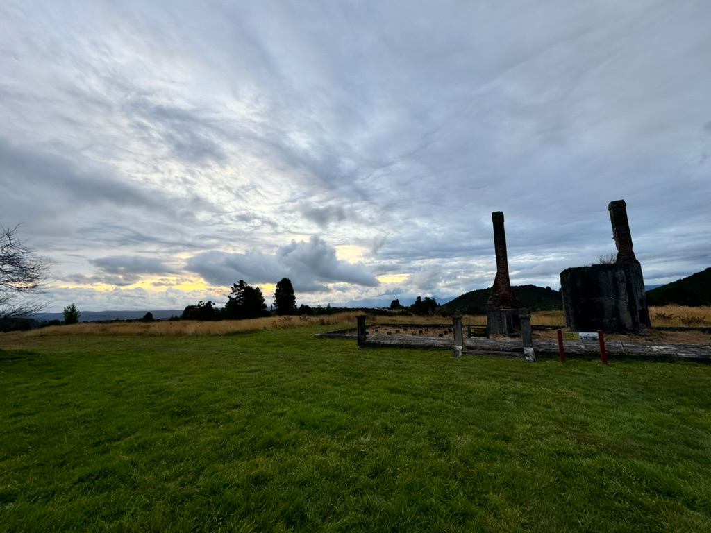 Old mining structures in Waiuta, New Zealand, a ghost town