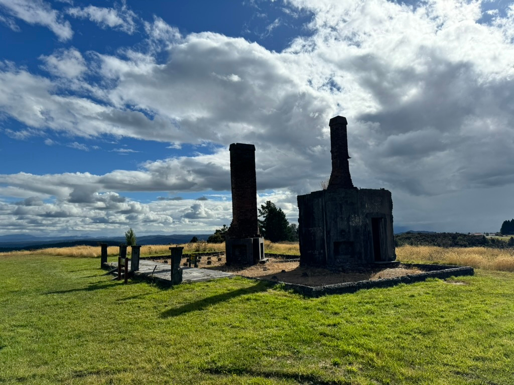 Old mining structures in Waiuta, New Zealand, a ghost town