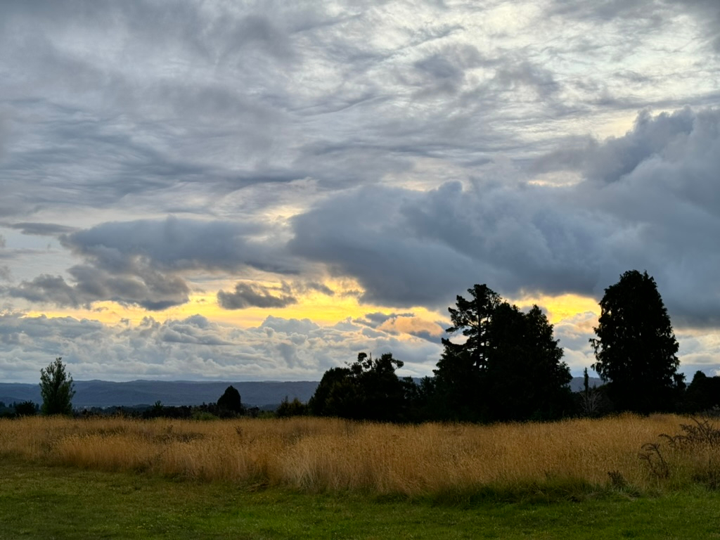 Sunset in Waiuta, New Zealand, a ghost town