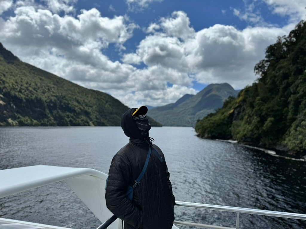 Admiring the beauty of Doubtful Sound, New Zealand