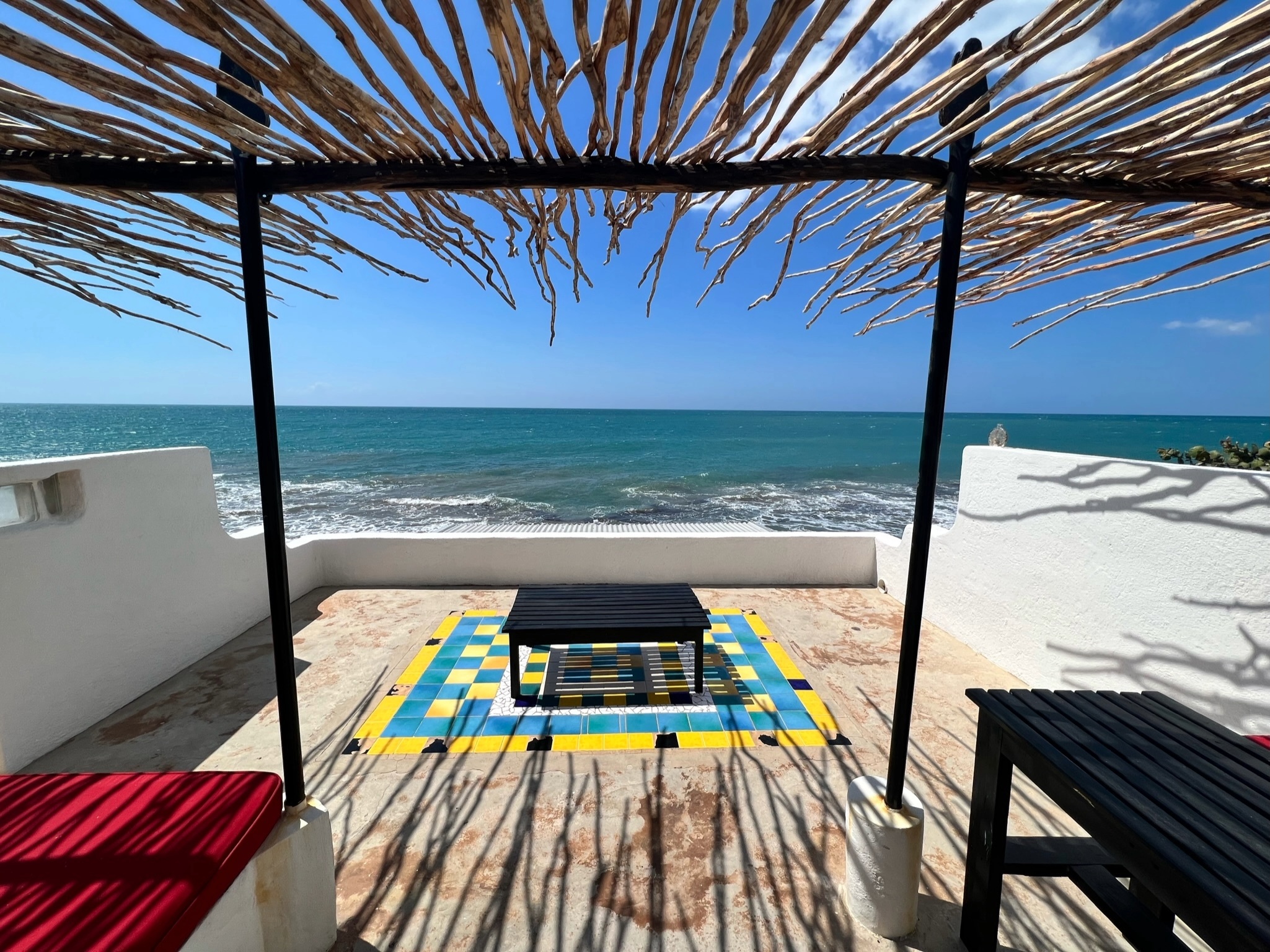 The view from the roof deck of a beach bungalow at Jakes Resort in Treasure Beach, Jamaica