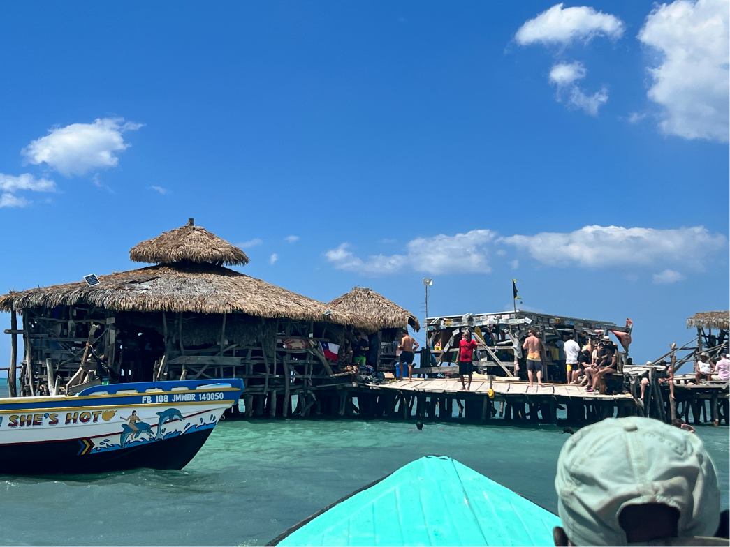 Pulling up to Floyd's Pelican Bar in Treasure Beach, Jamaica