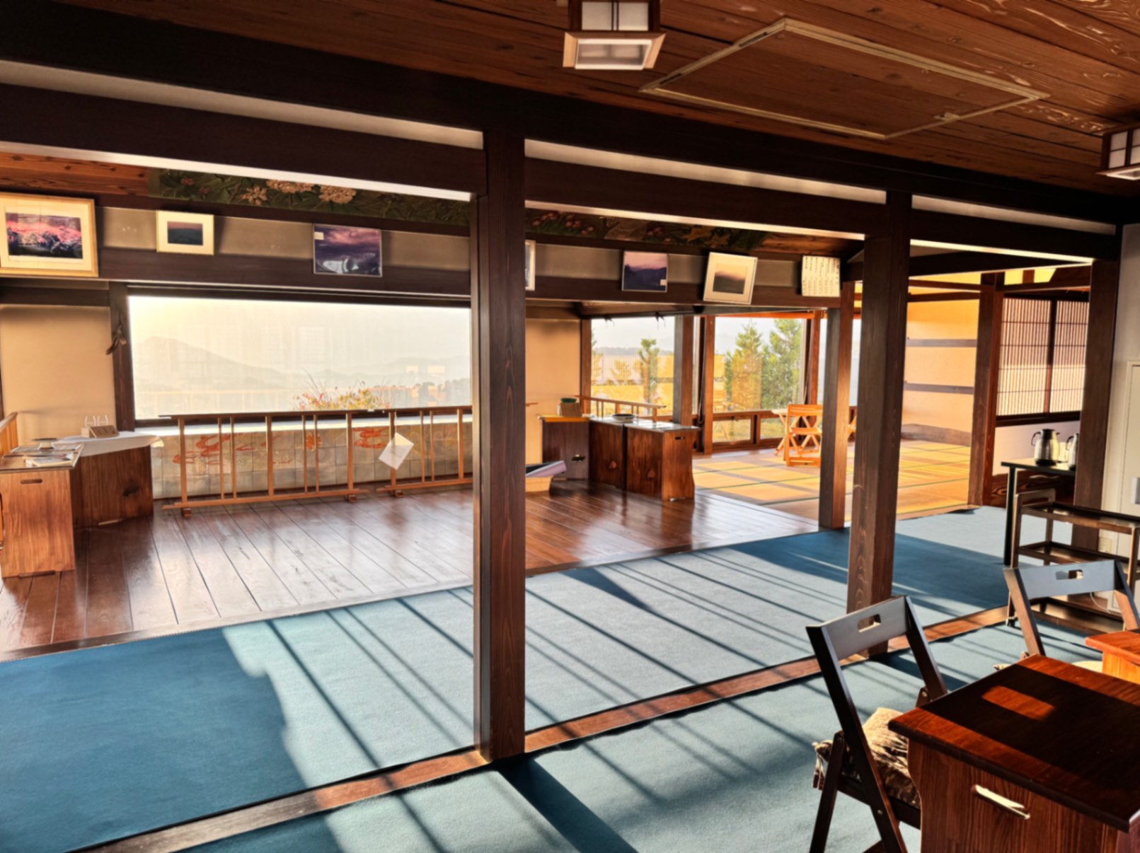 Interior of Ikumo Lodge, a retreat affiliated with Natadera Temple in Komatsu, Japan