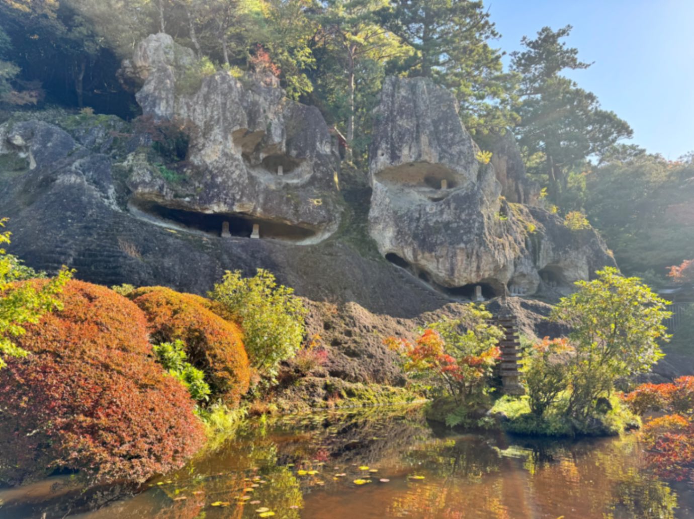 Rock structures and nature at Natadera Temple in Komatsu, Japan